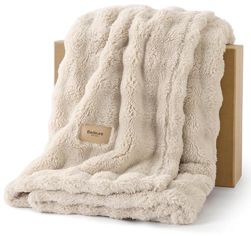 Bedsure Manta Suave Polar Burbuja - Regalos para Mujeres Decorativa Mantas, Sofá, Cama, Cubre Cama Cálido, Manta Polar para Salón, Dormitorio y Hogar, Beige, 150x200 cm