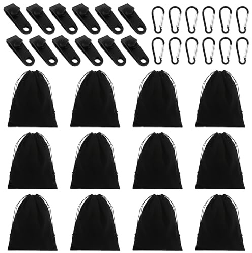 KUHAWL 12 Outdoor Vorhang Gewichte für Tischdecke Mit 12 Karabiner 12 Clips | Tischdeckenbeschwerer Set, Gewichtstasche für Pavillon Vorhänge im Freien Gewichtstasche für Garten Pavillon