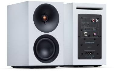 Cambridge Audio L/R S – 100W Compact Active Stereo Speakers with Built-in aptX HD Bluetooth, USB Audio, Aux & Optical Inputs, Subwoofer Output, Remote Control, Room Positioning & DynamEQ – White