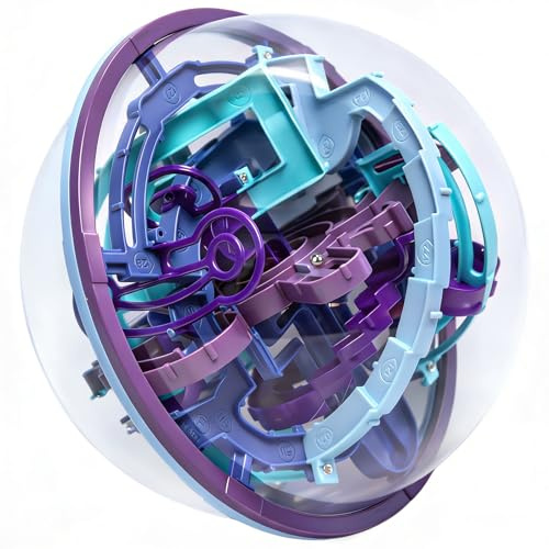 3D Labyrinth Ball Puzzle mit 158 Hindernissen, Geduldsspiel für Kinder ab 6–10 Jahre, Fördert Konzentration & Koordination, Balance Spielzeug, Geschenk für Jungen & Mädchen (16 cm)