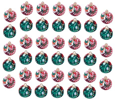 MOKKHNB 40 Bunte Weihnachtsanhänger aus Stoff für Schmuckherstellung Leichte und Verschleißfeste Anhänger in Kugelform für Selbstgemacht Schmuck und Geburtstagsgeschenke Zufällige Farbe