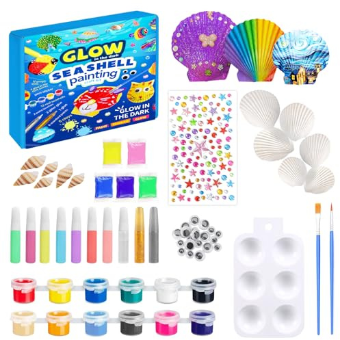 Manualidades, Conchas que Brillan en la Oscuridad Pintar Manualidades | Juego de Pintura de Conchas, También Adecuado Como Regalo Cumpleaños Halloween