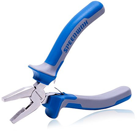 SPEEDWOX Micro Lineman's plier Mini Combination Pliers 5 Inches Small Wire Cutters for Jewelry Making Precision Fine Serrated Jaw Craft Hand Tools with Spring Chrome Vanadium Steel