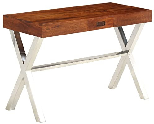 vidaXL Legno Massello di Acacia Scrivania Finitura Ambra 110x50x76cm Scrittoio