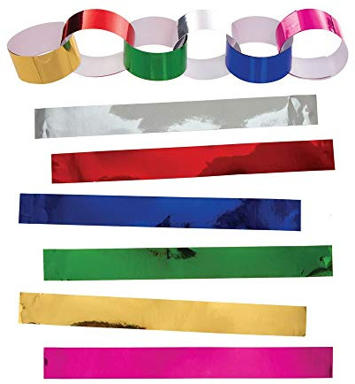 Baker Ross AW891 Guirlandes de Papier Métallisé - Lot de 240, Bandes de Papier Coloré pour Enfants, Idéal pour les Décorations de Noël, Loisirs Créatifs Enfants