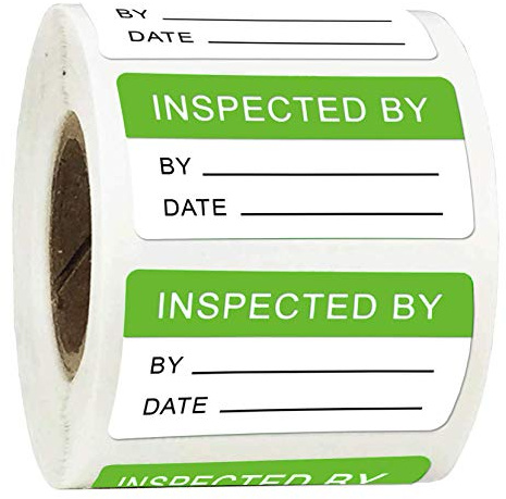 1x2 Inch Quality Control Inventory Lables 500 Pcs Inspected by Rectangle Stickers Fluorescent Green Adhesive Stickers for handling Shipping Warehouse Inventory Control Organization