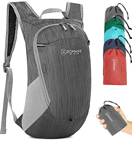ZOMAKE Faltbarer Rucksack Ultraleicht-Kleiner Rucksäcke Wasserdicht Wanderrucksack Packable Backpack 18L für Damen Herren Outdoor Wandern(Schwarz)