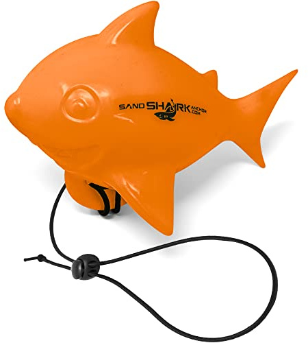 Floating Anchor Ball Marker Buoy by SandShark. Shark Shaped Pontoon Boat Accessories for Beach Fun. Boat Anchor Accessories for Shallow Water. High Visibility. 30 Bungee Cord (Orange).