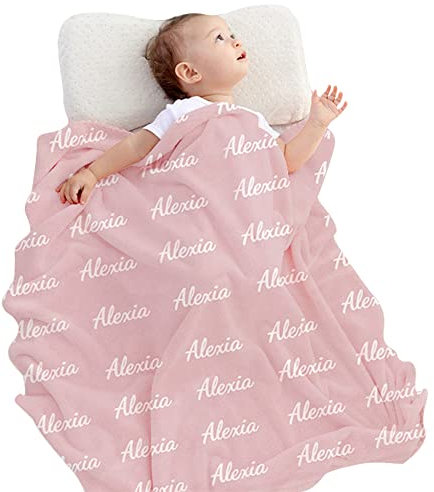 LMQJDZ Manta de Bebé Personalizada con Texto de Nombre, Personalizado Bebés Niños y Niñas Manta de Franela, para Bebés, Recién Nacidos, Nuevas Mamás, Niños, Mascotas Regalos Personalizados, Estilo 1