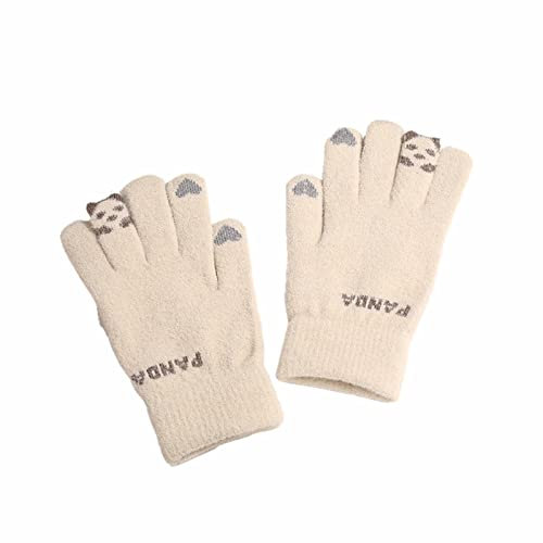 UKKO Handschuhe Damen Wolle Gestrickte Handschuhe Winter Warme Handschuhe Für Frauen Exponierte Finger Finger Handschuh Nette Persönlichkeit Geschenk-D