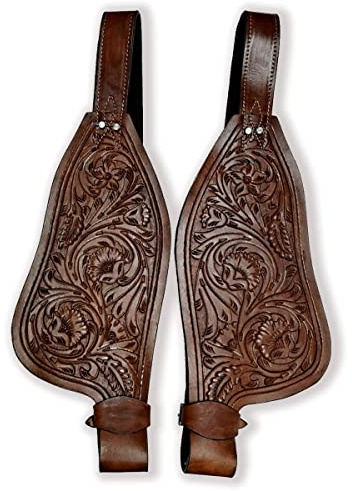 Cavallo Western Adulto Tooled Vera Pelle di Ricambio Parafanghi Sella Fatto a Mano Venduti in Coppia ME-WSF-019