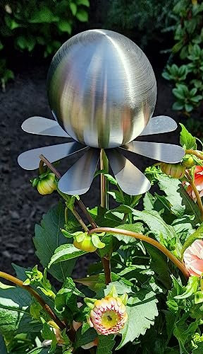 Jürgen Bocker Garten-Ambiente Blütenzauber Rotterdam Rosenkugel 10 cm Edelstahl Gartenstecker Deko mit Stab 80 cm (schwarz matt)