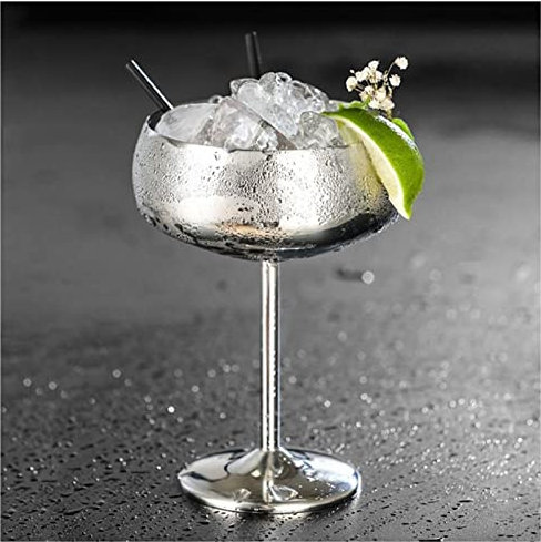 Bicchiere Da Vino Chic 304 in acciaio inox cocktail vetro cocktail 1pc rosa cocktail succo bevanda vino champagne goblet party barware utensili da cucina 1 pz Bicchiere Da Vino Rosso ( Size : Silver )