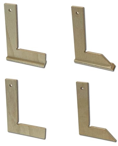 BUNBAN Angolo di precisione in legno di faggio Multiplex 100 x 70 mm – Angolo di arresto e di troncatura leggero per lavori e disegni precisi (starter set)