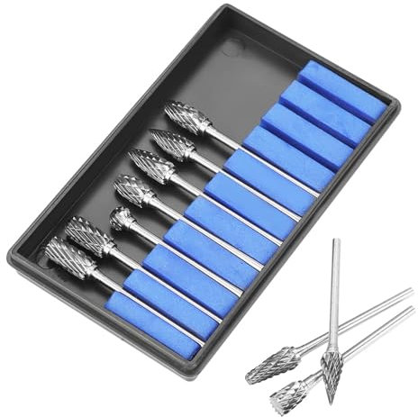 Wolframkarbid-Stahlfräser Set, Drehfeilen für Metallbearbeitung, 10-teilig, Doppelschnitt, 2,35mm Schaft, für Gusseisen, Stahl, Marmor, Schnitzen, Formen