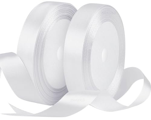 Weiss Satinbands 20mm Breit, Weiß Geschenk Band 22m Geschenkband für Geschenkverpackungen, Weihnachtsband, Handwerk, Blumensträuße, Geburtstags- und Hochzeitsdekorationen