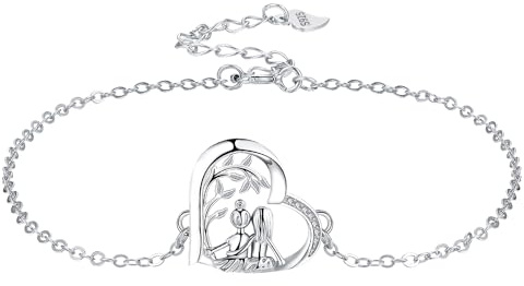 Yinsen Madre Hija Pulseras Mujer Plata de Ley 925 Ajustable 17+4cm Pulsera 3A con Circonita Cúbica Pulseras– Regalos para Mamá
