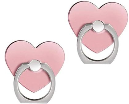 Msagkah 2Pcs Telefono Cellulare Impugnature, Rotazione di 360 ° Telefono Anello Titolare, Telefono Cellulare Supporto per iPhone Samsung e Tutti Gli Smartphone (Cuore-Rosa)