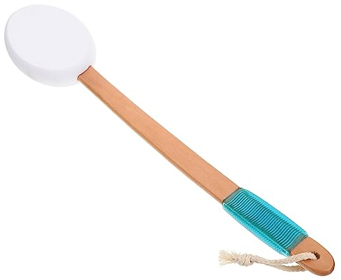 Spazzola da Bagno per Schiena Manico in Legno Esfoliante | Uso Doccia, Azione Delicata su Pelle, Impugnatura Ergonomica, Rimuove Polvere, per Cura Quotidiana
