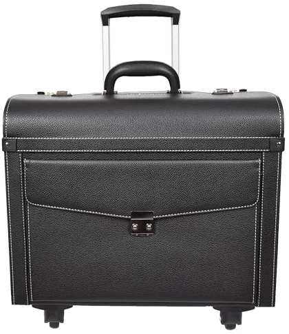 Divergent Retail DR695 - Maletín de piel para piloto de cuatro ruedas, bolsa de viaje ejecutiva, Black, L, Estuche Pilot