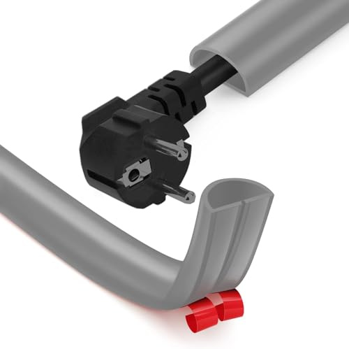 Flexibler Kabelkanal Selbstklebend - 2 Metre x 15mm x 10mm PVC Kabelschutz Boden für 1 Kabel, für Haus, Büro, Schule, Lager (Grau)