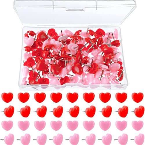 LUOFENG Herz-Pinnnadeln, 100 Stück/Box, Herz-Pinnnadeln, Kartennadeln, dekorative Pinnnadeln, Poster-Nadeln, Pinnwandnadeln für Weltkarte, Stoffmarkierung