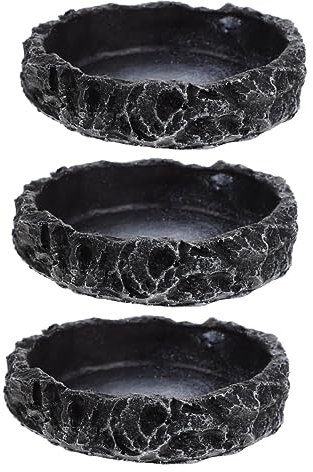 BUGUUYO 3st Schildkröten-trinkbecken Reptiliennapf Für Sicherheitszwecke Empfindliche Wasserschalen Für Reptilien Verschleißfeste Wasserschale Haushalt Reptilienschale Black Harz