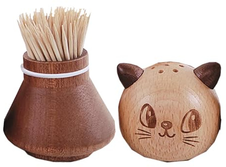 Zahnstocherspender für Katzen, Zahnstocherhalter aus Holz | Aufbewahrungsbox für Zahnstocher für den Schreibtisch, Zahnstocherspender aus Holz, Zahnstocherhalter im niedlichen Katzendesign, de