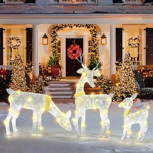 Usper Led Rentier Beleuchtet Aussen Outdoor, Rentier Weihnachten Deko Aussen AußEn, Weihnachten Rentier Hirsch Deko Mit Schlitten Beleuchtet AußEn Weihnachtsdeko Garten