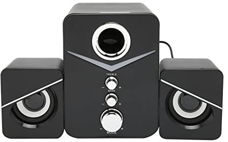 Acouto D?22 Computer Speaker Deep Bass 2 Channel Desktop Speaker for W Party White Light That Adds Touch of Sophistication Your Music the Light (Black)