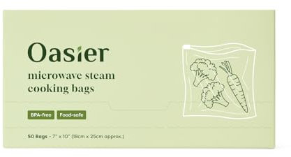Oasier 7x10 Microwave Steam Slider Cooking Bags 50 Count, BPA-Free