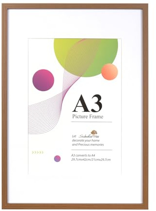 Scholartree Bilderrahmen A3 Braune Holz Fotorahmen 1er Set Holzrrahmen mit Passepartout zum aufhängen Benutzt für Wohnzimmer, Schlafzimmer, Arbeitszimmer, für Fotos, Kunstwerke und Poster
