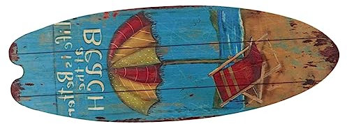 IMIKEYA Sommer-stranddekor Aus Holz Wand- Türkunstschild Surfbrettschild Für Draußen Dekoratives Wandornament Hölzernes Schilddekor Für Badezimmer Und Wohnraum