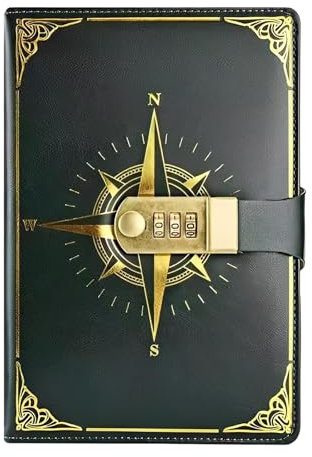 Regerly Diary With Lock, 1 Piece A5 Pu Leather Journal with Lock 200 Pages Password Notebook Vintage Daily Journal for Men and Women Personal Arrangement Journaling Work Record