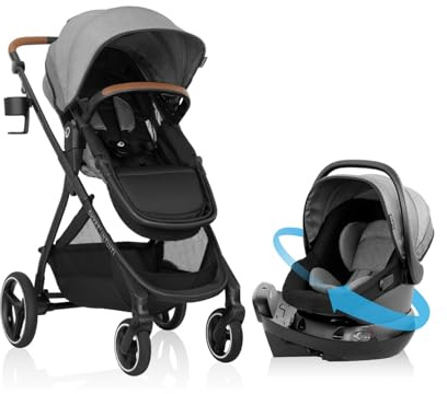 Evenflo Shyft Intuiti Travel System with Revolve180 LiteMax™ NXT Rotating Rear-Facing Lightweight Preemie and Infant Car Seat 3-30 lbs. (Fossil Gray)