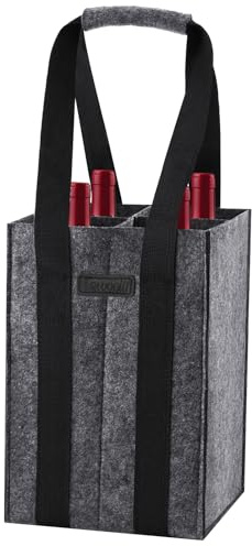 Lewooilt Flaschenträger 4 Flaschen, Wiederverwendbare Flaschentasche für 1,5 Liter Flaschen, Filz Flaschen Tasche Biertasche Getränketasche für Weinflaschen, Bierflaschen, Wasserflaschen,Grau