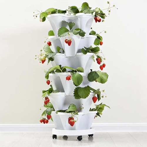 Genérico Juego de Macetas Verticales de Jardín de 6 Niveles Macetas Apilables para Cultivar Fresas Hierbas Verduras y Flores Macetas de Jardinería para Interiores y Exteriores,G