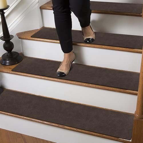 GOYLSER - Alfombra de Escalera Antideslizante para escaleras de Madera, escaleras de Alfombra Reutilizable, Funda de cojín de Escalera Lavable a máquina (café, 7 Pack)