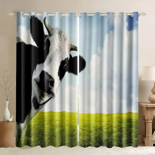 SJSXWQN Cortinas Salon Dormitorio Vaca Lechera Cortinas Opacas con Ojales Cortinas Termicas Aislantes Frio y Calor para Decoracion Habitacion Cocina 2 Piezas B 140 x H 225 cm