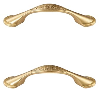 SZLXJMFL Möbelgriffe Gebürstet Gold, 2 Stück Schrankgriffe Massive Messing | Schubladengriffe Lochabstand: 64-96mm Schrank Schublade Türgriffe Gebürstet Küchengriffe Griffe für Küchenschränke 64mm/2.5in