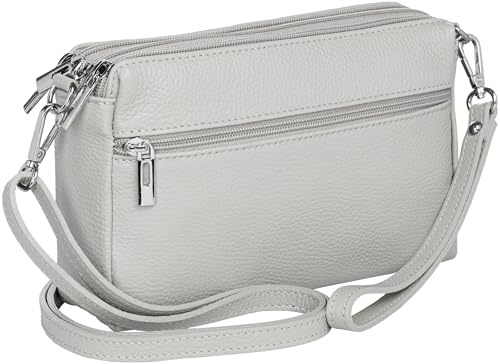 Caspar kleine Leder Umhängetasche Crossbody Bag elegante Damen Tasche mit 3 Fächern - CLASSIC LINE - Modell No.815 - Made in Italy