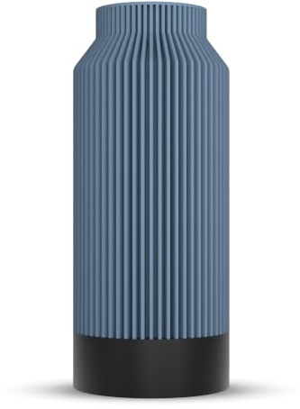 ebenkunst Kontura Vase 25 cm bruchsicher wasserdicht Blumenvase Blau | Wasserdichter PCTG-Einsatz, herausnehmbar & bis 55 °C spülmaschinenfest, moderne & bruchsichere Bio-PLA-Vase, Made in Germany