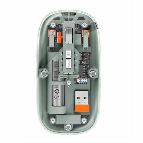 Combrite Transparent trådlös mus, Bluetooth + 2,4 GHz mus med dubbla lägen, USB-C uppladdningsbar, smal ultra bärbar design, justerbar DPI, smal och ultraportabel för bärbara datorer, datorer, Mac