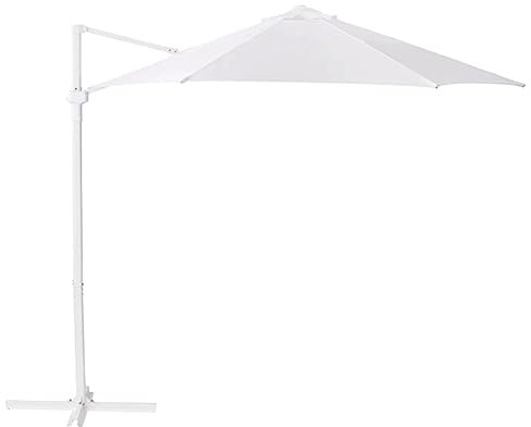 Großer Outdoor-Terrassenschirm, freischwingender Regenschirm mit Sockel, Gartenschirm für Tisch, Pool, Schatten, Baldachin, verstellbarer Sonnenschutz für Hinterhof, Weiß