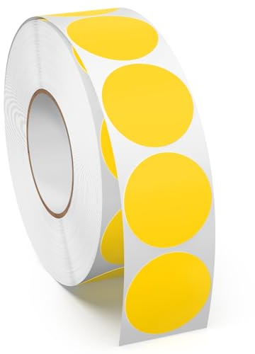 Meitaat 1000 Pièces Gommettes Rondes Jaunes 25 mm Autocollantes Pastilles Adhésives Étiquettes Circulaires en Vinyle et Étanches pour Bureau & Entrepôts