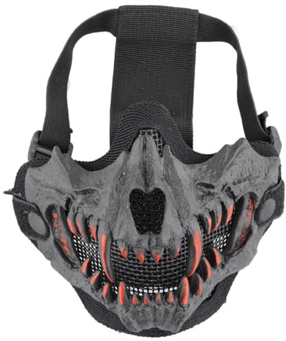 yeeplant Demi-masque tactique avec sangles réglables, masque de protection Airsoft pour Halloween, cosplay, homme et femme