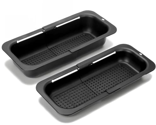 VINATO Klappbares Sieb Set (2-tlg), Abtropfschale Faltbares Siebkorb für Spülbecken (32-46cm), Abtropfgitter Spüle, Geschirrablage, Nudelsieb faltbar aus Plastiksieb für Obst und Gemüse