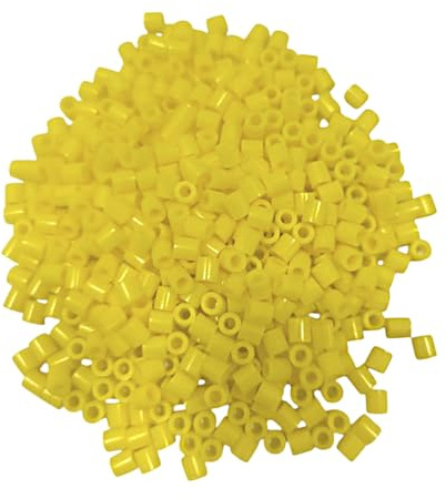 Pixel Beads Lot de 3 000 perles à repasser en plastique pour colliers, poupées et travaux manuels Jaune 3 000 p