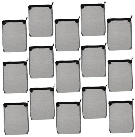 BESTonZON 15pcs Aquarium Filter Media Bags Polyester Mesh Bags Zipper for Zeolite Rocks Ceramic Rings Fish Tank Filtration Accessories