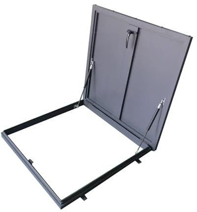 Claraboya Techo Tapa Metálica para Trampilla de Ático con Pestillo, impermeable, antirrobo, tragaluz, trampilla de techo, Tapa de Acceso de Emergencia(Grey,80 * 80cm/31.5 * 31.5in)